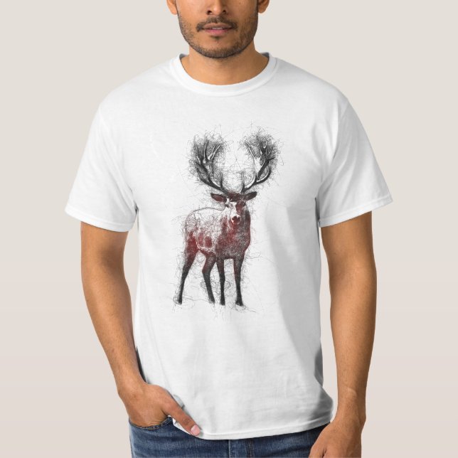 red deer scribble artwork T-Shirt (Front)