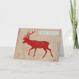 Red Deer Silhouette Birthday  Card