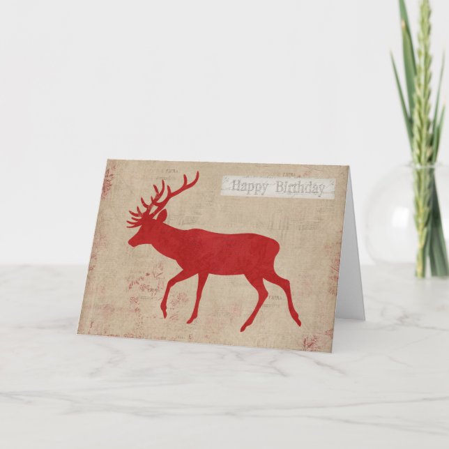 Red Deer Silhouette Birthday  Card (Front)