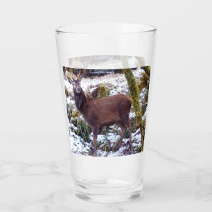 Red Deer Stag in Snow Glass