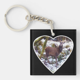 Red Deer Stag in the Snow  Key Ring