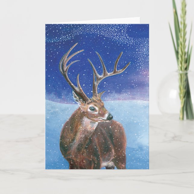 Red Deer stag in Winter Card (Front)