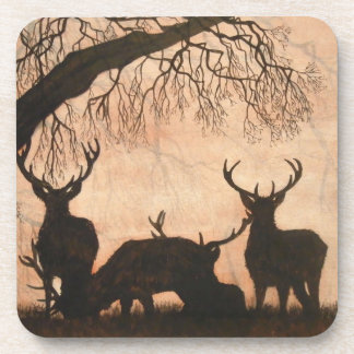 Red Deer Stags Coasters Set