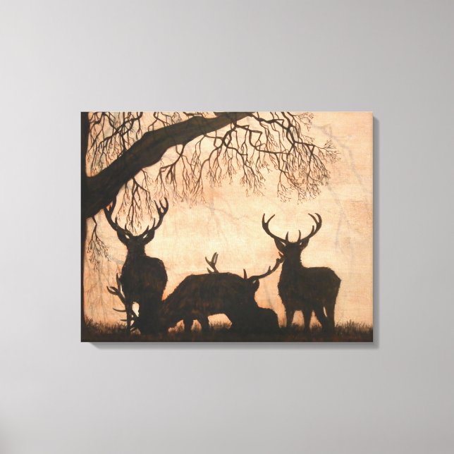 Red Deer Stags Stretched Canvas Print (Front)