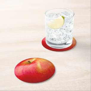 RED DELICIOUS APPLE ROUND PAPER COASTER