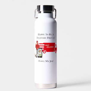 Red Delivery Driver Fast Delivery Water Bottle