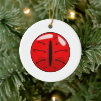 Red Demon Cat Eye Ceramic Ornament