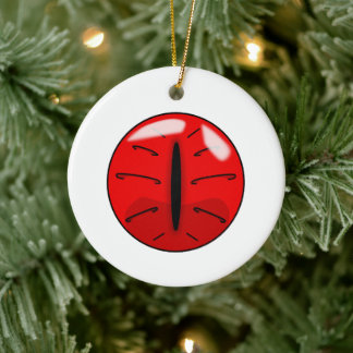 Red Demon Cat Eye Ceramic Ornament