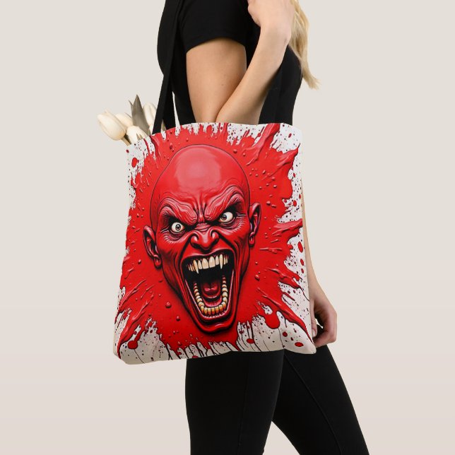 Red Demon Fury Art Tote Bag (Close Up)
