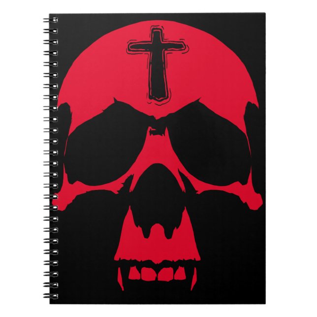 Red Demon Skull Gothic Graphic Design Notebook (Front)