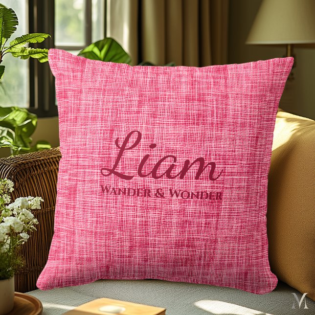 Red Denim Texture | Personalised Rustic Home Decor Cushion (Creator Uploaded)