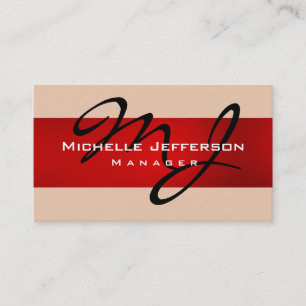Red Desert Sand Manager Monogram Business Card