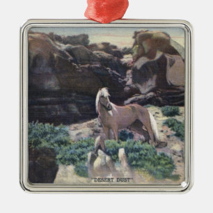 Red Desert, WY - Wild Palomino Stallion captured Metal Tree Decoration