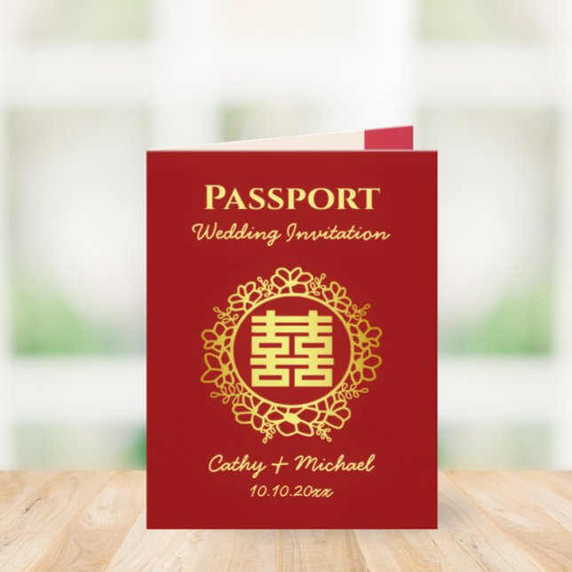 Red destination chinese wedding passport invitation (Creator Uploaded)
