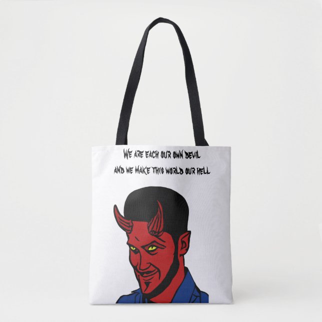 Red Devil Demon Man Lucifer Hell quotes Art Tote Bag (Front)