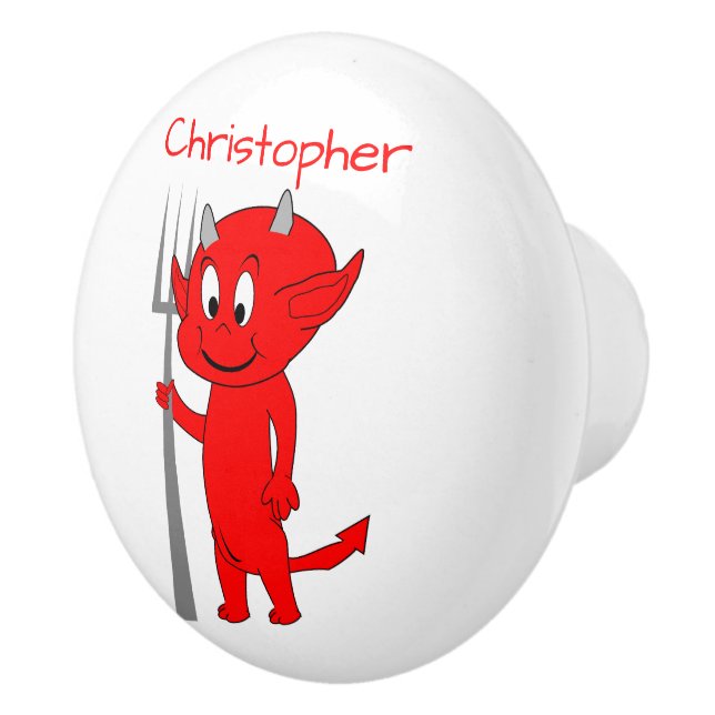 Red Devil Design Personalised Ceramic Knob (Right)