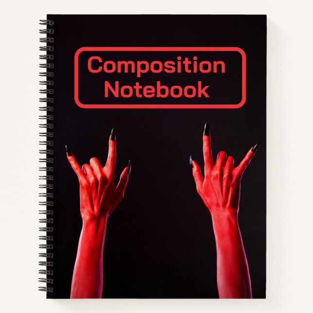 Red Devil Hands Devil Horns Horror Notebook (Front)