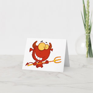 Red Devil Holding A Pitchfork Note Cards
