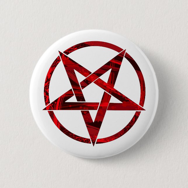 Red Devil Pentagram 6 Cm Round Badge (Front)