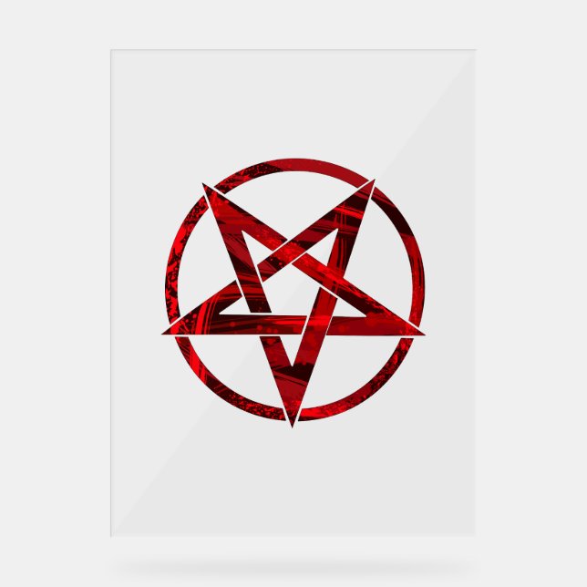 Red Devil Pentagram Acrylic Sign (Front)