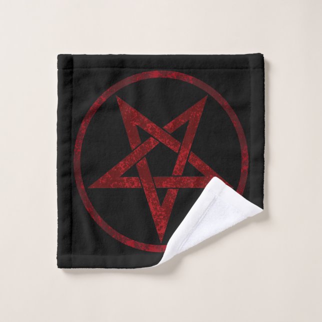 Red Devil Pentagram Bath Towel Set (Wash Cloth)