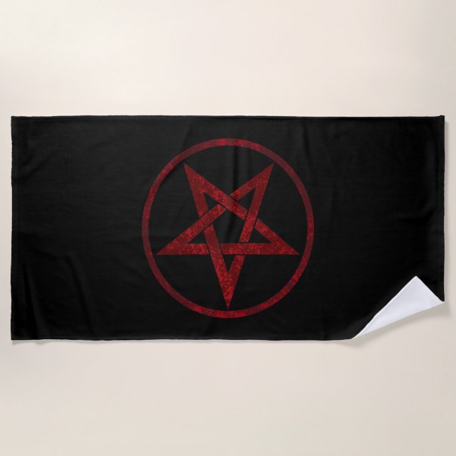 Red Devil Pentagram Beach Towel (Front)