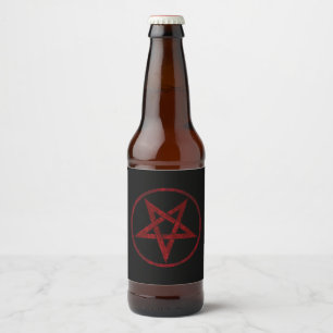 Red Devil Pentagram Beer Bottle Label