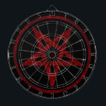 Red Devil Pentagram Dartboard<br><div class="desc">Red, inverted, textured pentagram in circle, on black background. Occult symbol. 666</div>