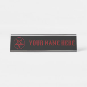 Red Devil Pentagram Desk Name Plate