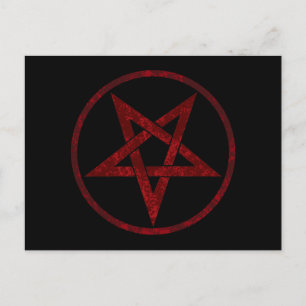 Red Devil Pentagram Invitation Postcard