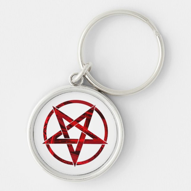 Red Devil Pentagram Key Ring (Front)