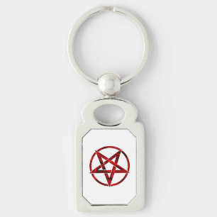 Red Devil Pentagram Key Ring