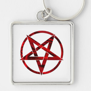 Red Devil Pentagram Key Ring