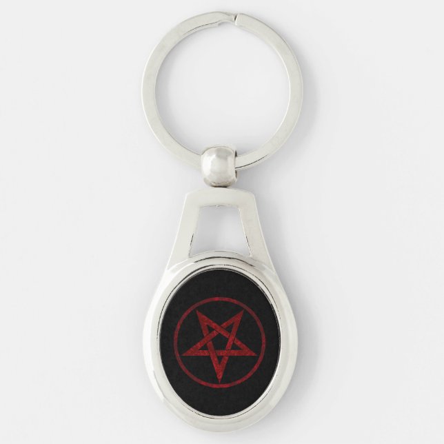 Red Devil Pentagram Key Ring (Front)