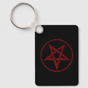 Red Devil Pentagram Key Ring