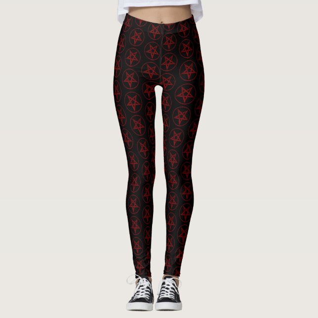 Red Devil Pentagram Leggings (Front)