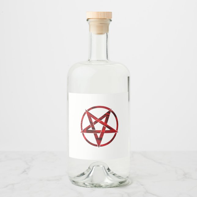 Red Devil Pentagram Liquor Bottle Label (Front)