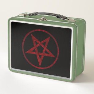 Red Devil Pentagram Metal Lunch Box