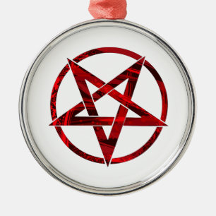Red Devil Pentagram Metal Tree Decoration