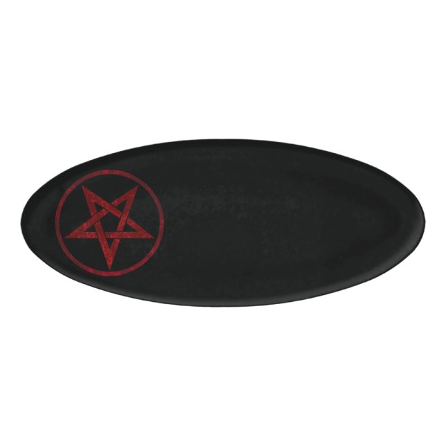 Red Devil Pentagram Name Tag (Front)