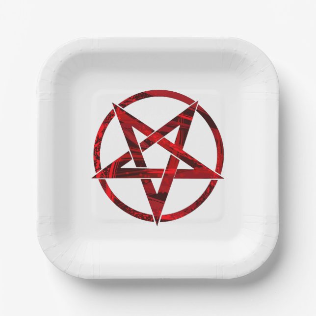 Red Devil Pentagram Paper Plate (Front)