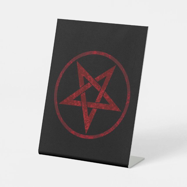 Red Devil Pentagram Pedestal Sign (Front)