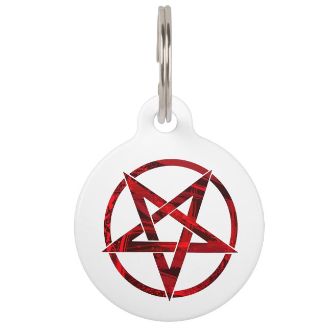 Red Devil Pentagram Pet Tag (Front)