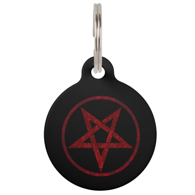 Red Devil Pentagram Pet Tag (Front)