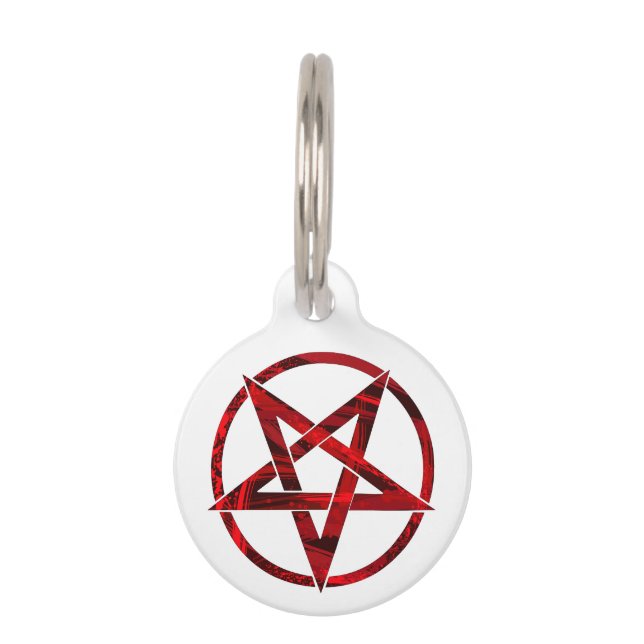 Red Devil Pentagram Pet Tag (Front)