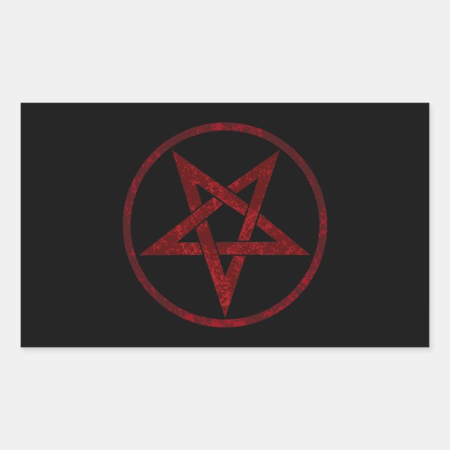 Red Devil Pentagram Rectangular Sticker (Front)