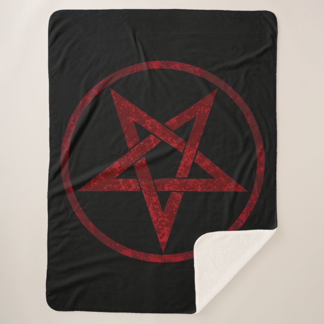 Red Devil Pentagram Sherpa Blanket (Front)