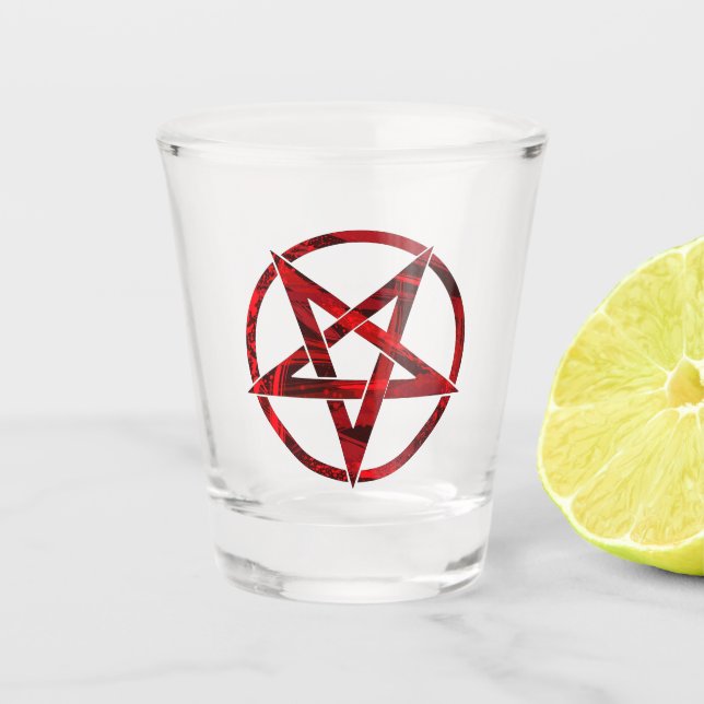 Red Devil Pentagram Shot Glass (Front)
