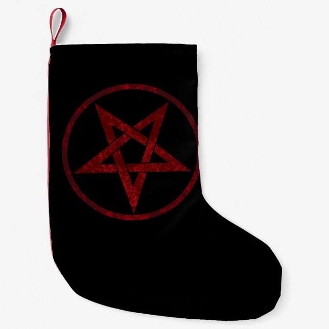 Red Devil Pentagram Small Christmas Stocking (Front)