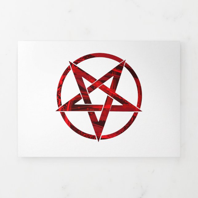 Red Devil Pentagram Tri-Fold Invitation (Cover)